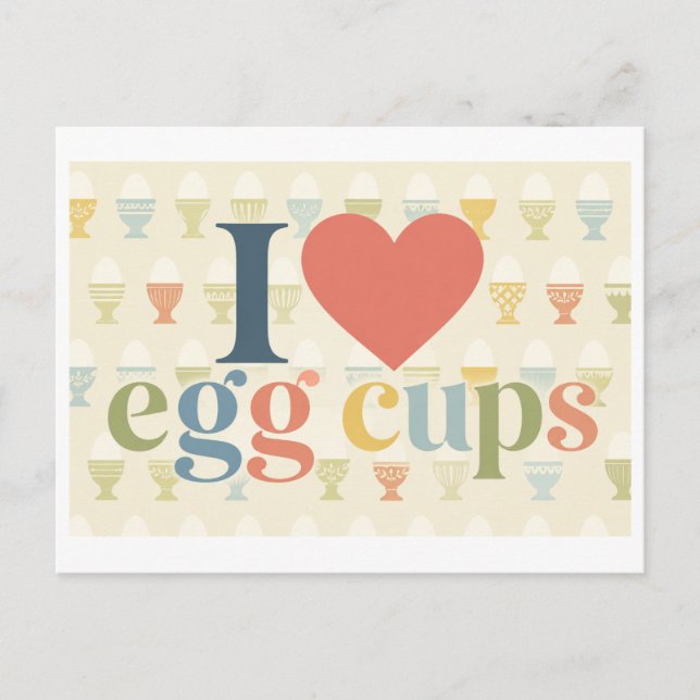 Carte Postale "J'adore les tasses à œufs" (Devant)