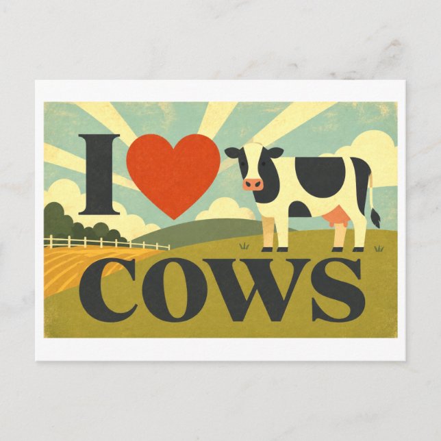 Carte Postale "J'adore les vaches" (Devant)