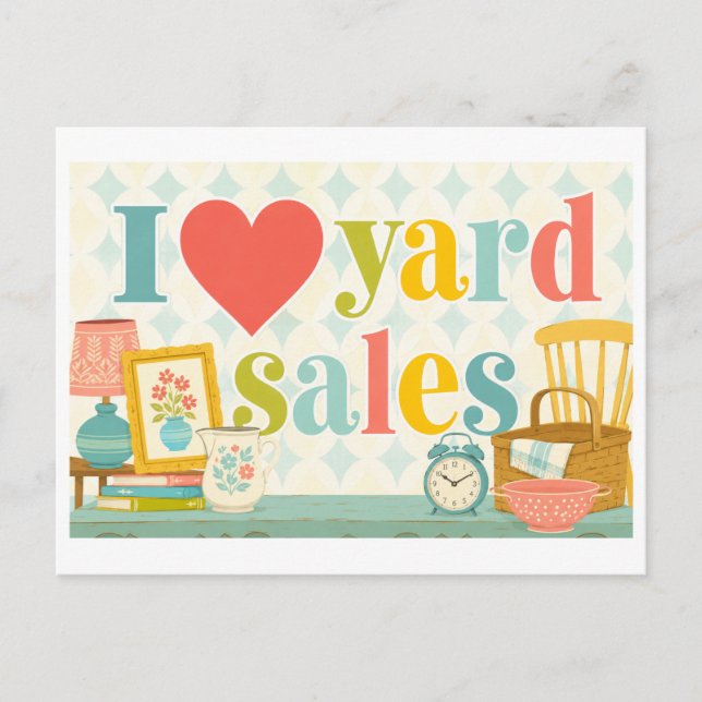 Carte Postale "J'adore les ventes de garage" (Devant)