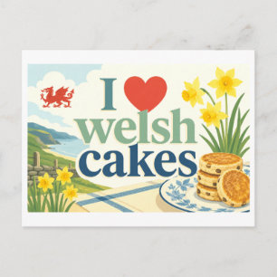 Carte Postale "J'adore les Welsh Cakes"