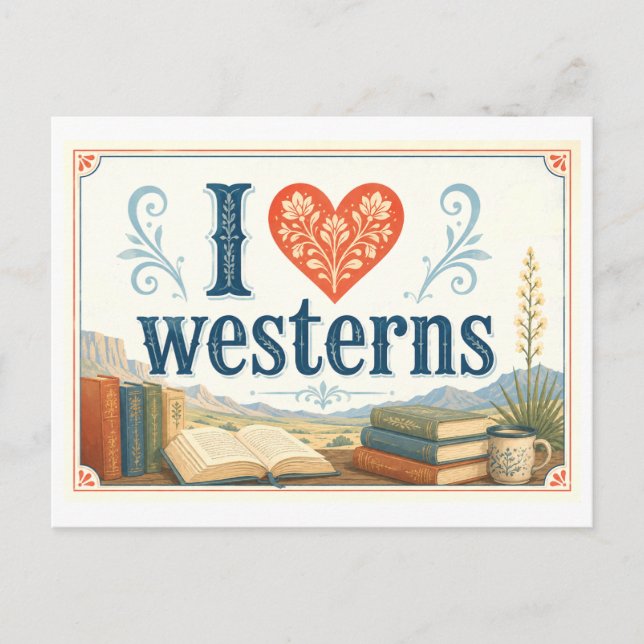 Carte Postale "J'adore les westerns" (Devant)