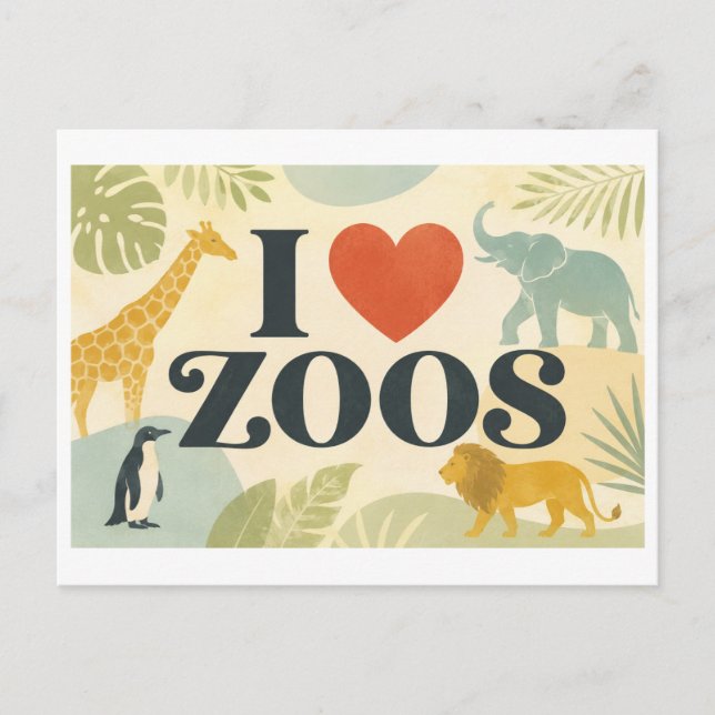 Carte Postale "J'adore les zoos" (Devant)