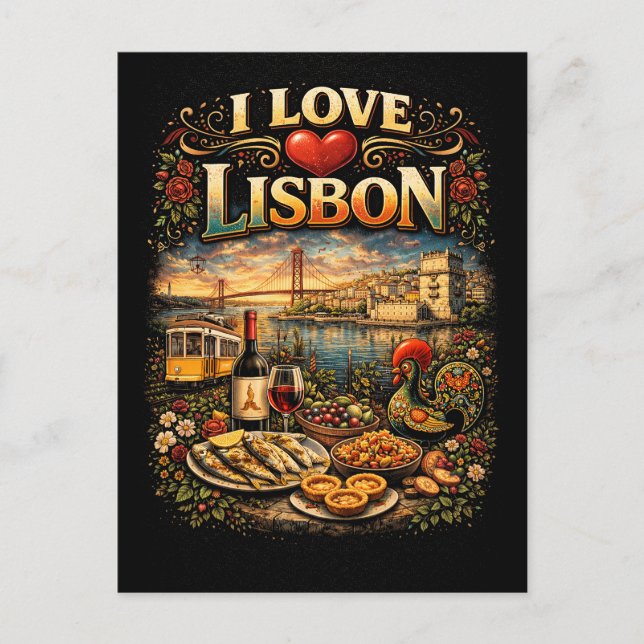 Carte Postale J'adore Lisbonne (Devant)