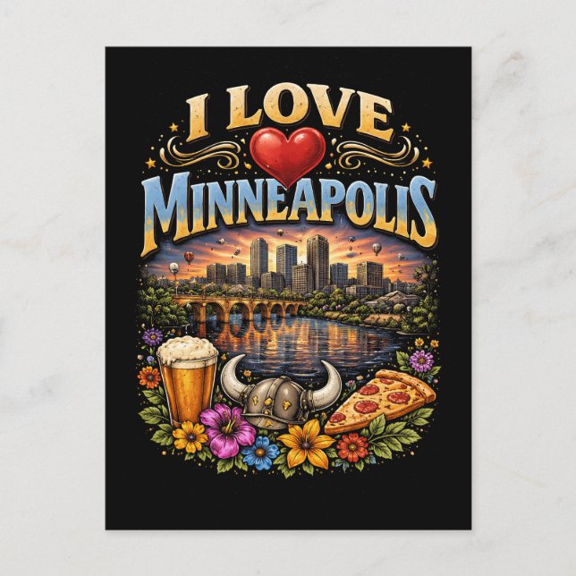 Carte Postale J'adore Minneapolis (Devant)
