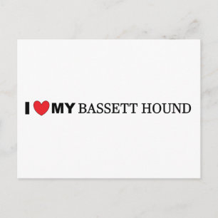 Carte Postale j'adore mon basset hound