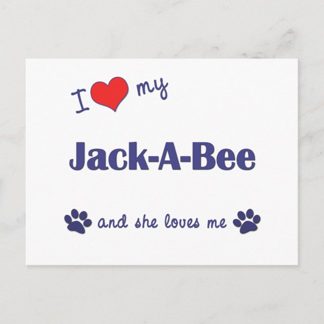 Carte Postale J'adore mon Jack-A-Bee (chienne) (Devant)