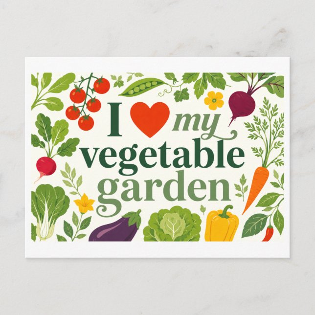 Carte Postale "J'adore mon jardin potager" (Devant)