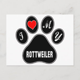 Carte Postale J'adore mon Rottweiler.