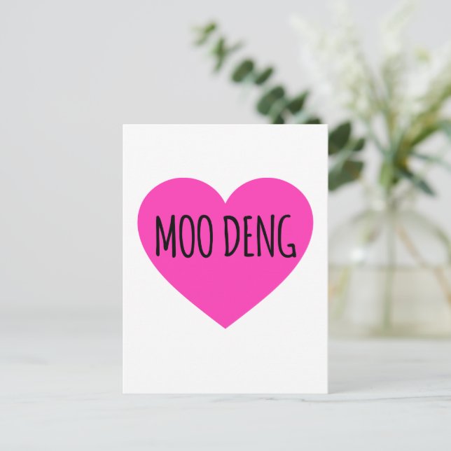 Carte Postale J'adore Moo Deng - Bébé Hippopotame Moo Deng (Debout devant)