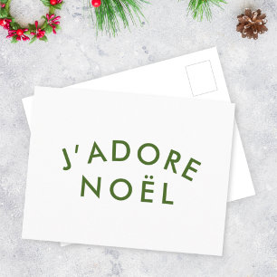 Carte Postale J'adore Noel   Blanc vert minimaliste de Noël