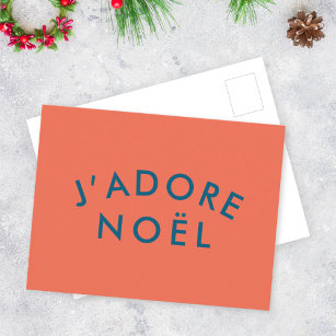 Carte Postale J'adore Noel   Modern Love Christmas Rouge et Mari
