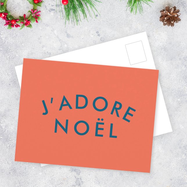 Carte Postale J'adore Noel | Modern Love Christmas Rouge et Mari (Créateur téléchargé)