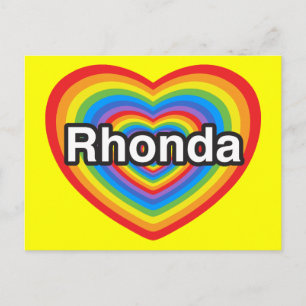 Carte Postale J'adore Rhonda. Je t'aime Rhonda. Cœur