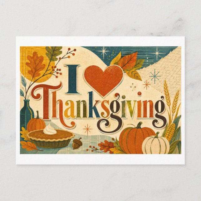 Carte Postale "J'adore Thanksgiving" (Devant)