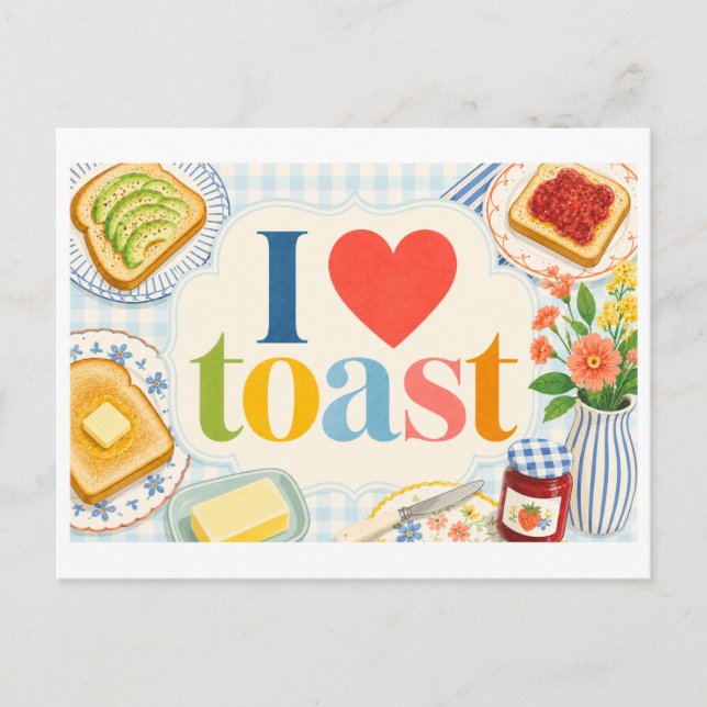 Carte Postale "J'adore Toast" (Devant)