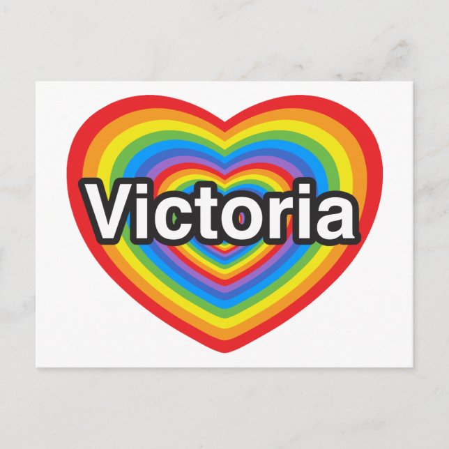 Carte Postale J'adore Victoria. Je t'aime Victoria. Cœur (Devant)