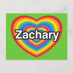 Carte Postale J'adore Zachary. Je t'aime Zachary. Cœur