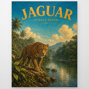 Carte Postale Jaguar Jungle Rivière Aquarelle GeoSaga