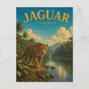 Carte Postale Jaguar Jungle Rivière Aquarelle GeoSaga