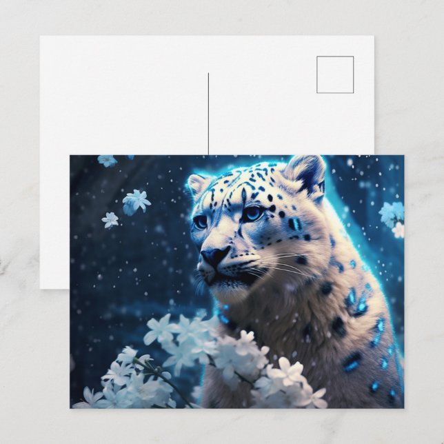 Carte Postale jaguar lumière bleue (Devant / Derrière)