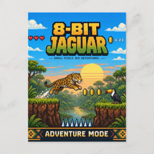 Carte Postale Jaguar, Rétro Pixel Art 8-Bit