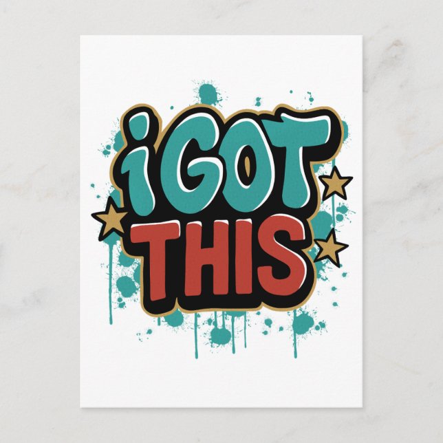 Carte Postale J'AI ÇA Typographie Motivationnelle de Style Graff (Devant)