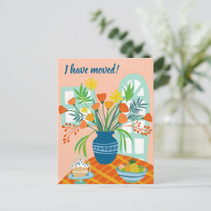 Carte Postale J'AI DÉMÉNAGÉ Floral Bouquet Nouveau Accueil Adres