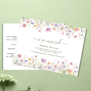 Carte Postale J'ai déménagé Wildflower   Annonce de déménagement