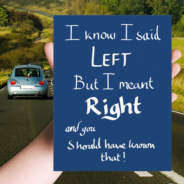 Carte Postale J'ai dit gauche Citation drôle de conduite de Funn (Funny car driving quote postcard handwriting typography )
