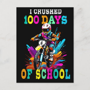 Carte Postale J'ai écrasé 100 jours d'école Motocross