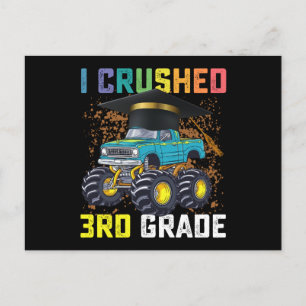 Carte Postale J'ai écrasé 3e grade Monster Truck Graduation