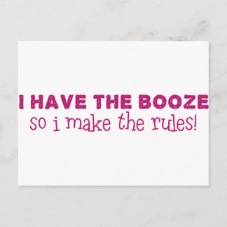 Carte Postale J'Ai Le Booze, Je Fais Les Règles