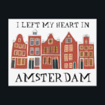 Carte Postale J'ai quitté mon coeur à Amsterdam Holland Canal Ma<br><div class="desc">Envoyez un message avec cette douce carte postale d'art motif à Amsterdam.Vous pouvez le customiser et le modifier ou ajouter du texte. Ajoutez votre propre texte à l'arrière. Consultez ma boutique pour plus de couleurs et de motifs ! Et plus d'articles assortis comme des totes, des autocollants, des magnets, des...</div>