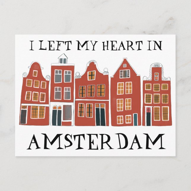 Carte Postale J'ai quitté mon coeur à Amsterdam Holland Canal Ma (Devant)