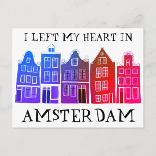 Carte Postale J'ai quitté mon coeur à Amsterdam Holland Canal Ma