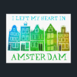 Carte Postale J'ai quitté mon coeur à Amsterdam Holland Canal Ma<br><div class="desc">Envoyez un message avec cette douce carte postale d'art motif à Amsterdam.Vous pouvez le customiser et le modifier ou ajouter du texte. Ajoutez votre propre texte à l'arrière. Consultez ma boutique pour plus de couleurs et de motifs ! Et plus d'articles assortis comme des totes, des autocollants, des magnets, des...</div>