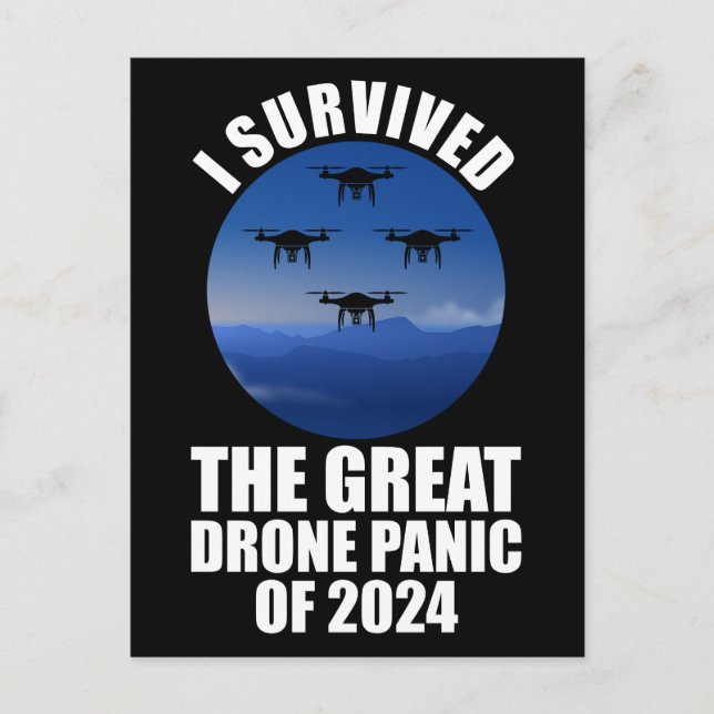 Carte Postale J'Ai Survécu À La Grande Panique Des Drones De 202 (Devant)