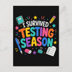 Carte Postale J'ai survécu à la saison des tests Humour scolaire