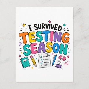 Carte Postale J'ai survécu à la saison des tests Humour Scolaire