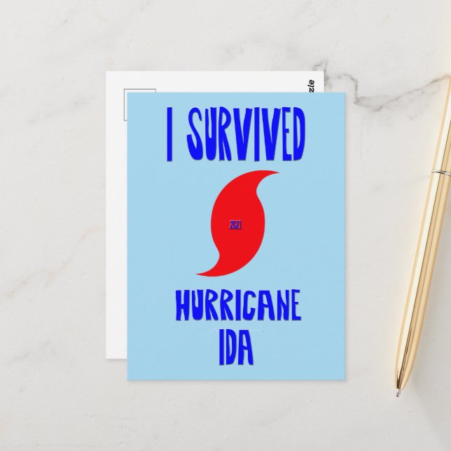 Carte Postale J'ai survécu à l'ouragan Ida (Devant/Arrière en situation)