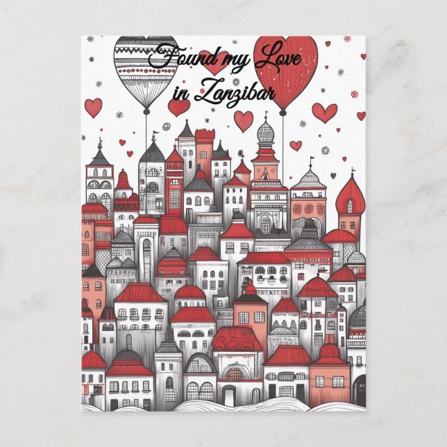 Carte Postale J'ai trouvé mon amour à Zanzibar Saint Valentin (Devant)