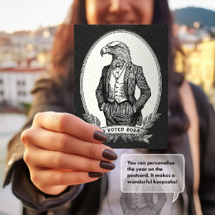 Carte Postale J'ai voté Oiseau noir et blanc Illustration Pygarg