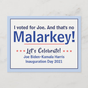 Carte Postale J'ai voté pour Joe C'est pas Malarkey Pro-Biden