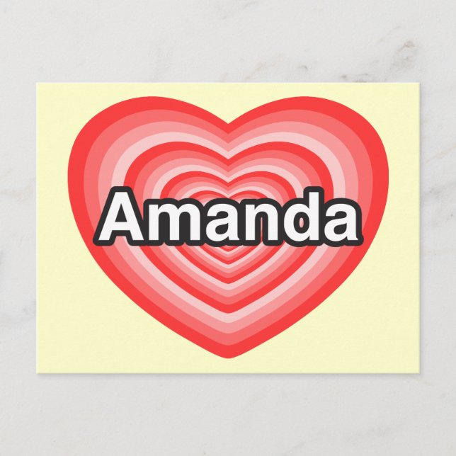 Carte Postale J'aime Amanda. J'aime Amanda. Heart (homonymie) (Devant)