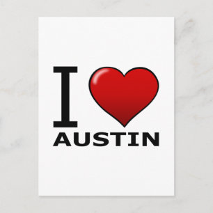 CARTE POSTALE J'AIME AUSTIN, TX - TEXAS