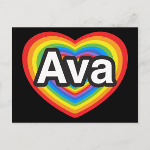 Carte Postale J'aime Ava. Je t'aime Ava. Coeur