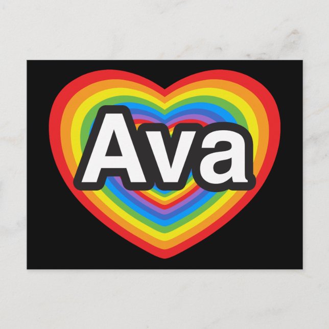 Carte Postale J'aime Ava. Je t'aime Ava. Coeur (Devant)