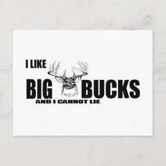 Carte Postale J'aime BIG Bucks et je ne peux pas mentir !