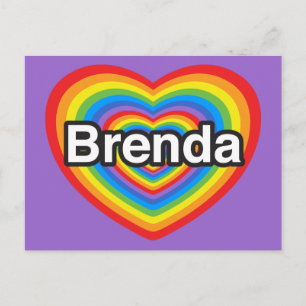Carte Postale J'aime Brenda. Je t'aime Brenda. Cœur