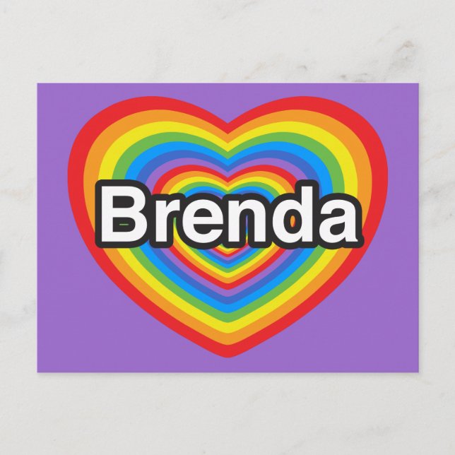 Carte Postale J'aime Brenda. Je t'aime Brenda. Cœur (Devant)